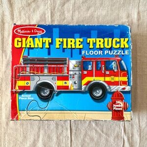 MELISSA & DOUG Giant Fire Truck Shaped Floor Puzzle 4’ Long Ages 3 and Up